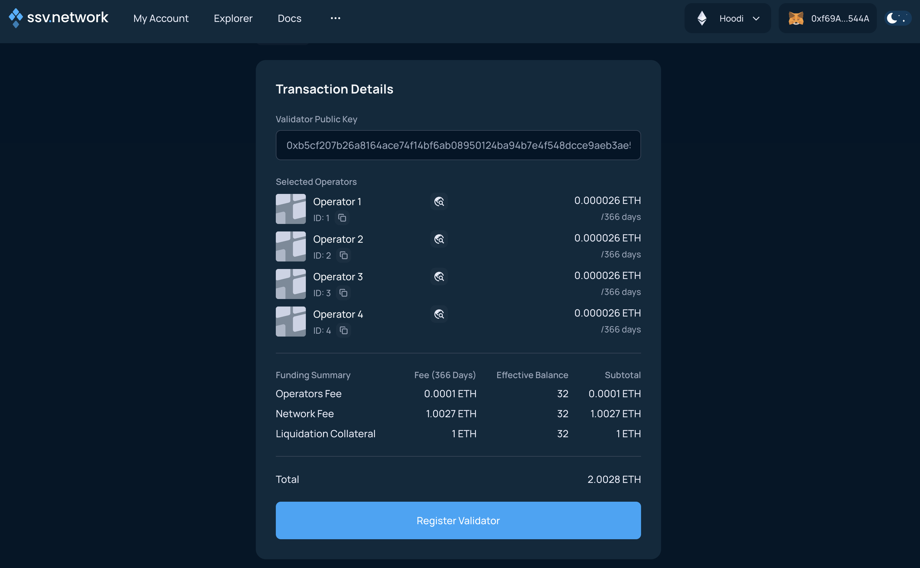 Distribute a validator