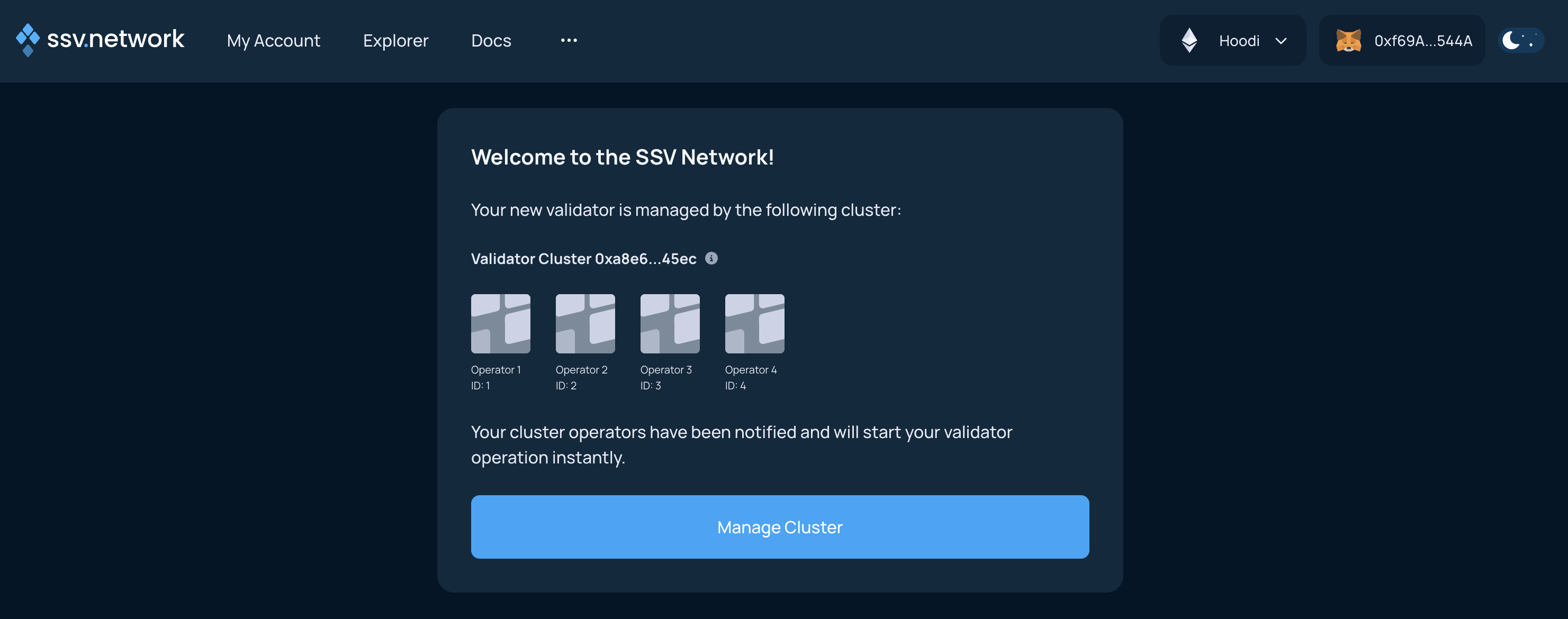 Distribute a validator