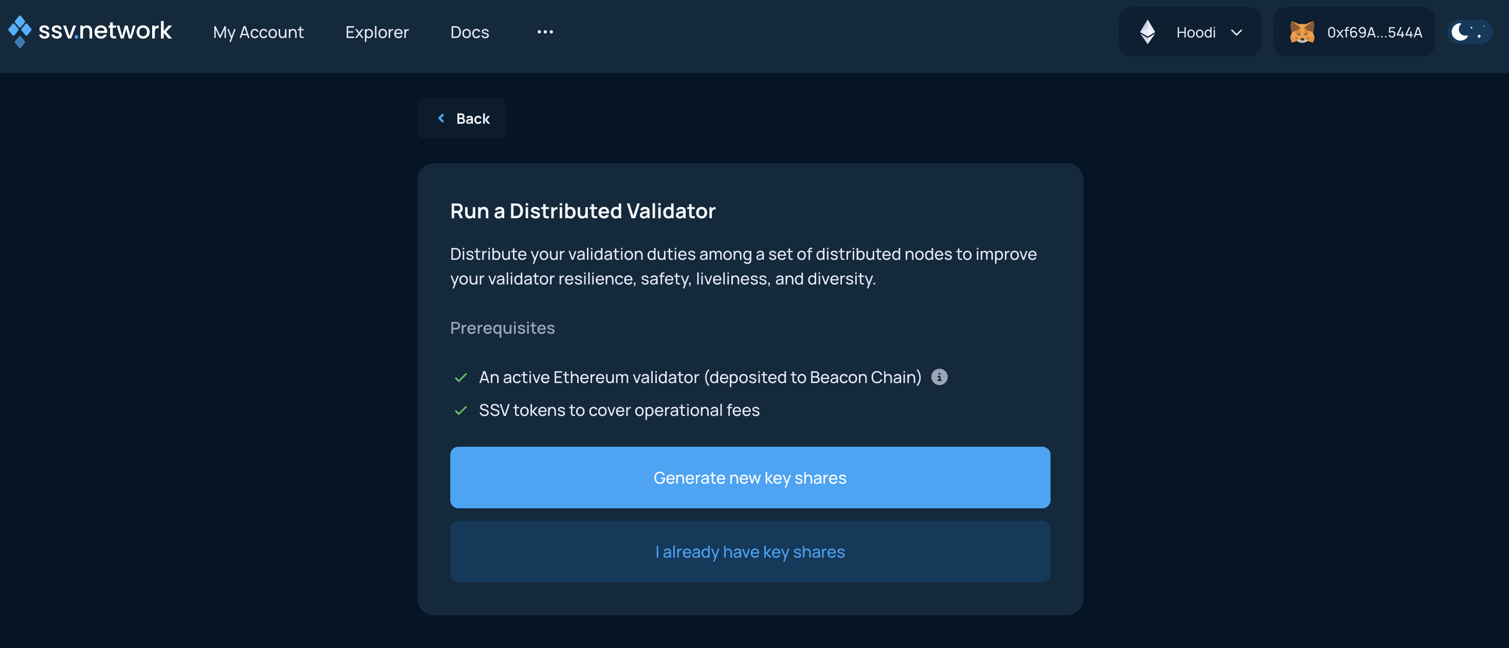 Distribute a validator