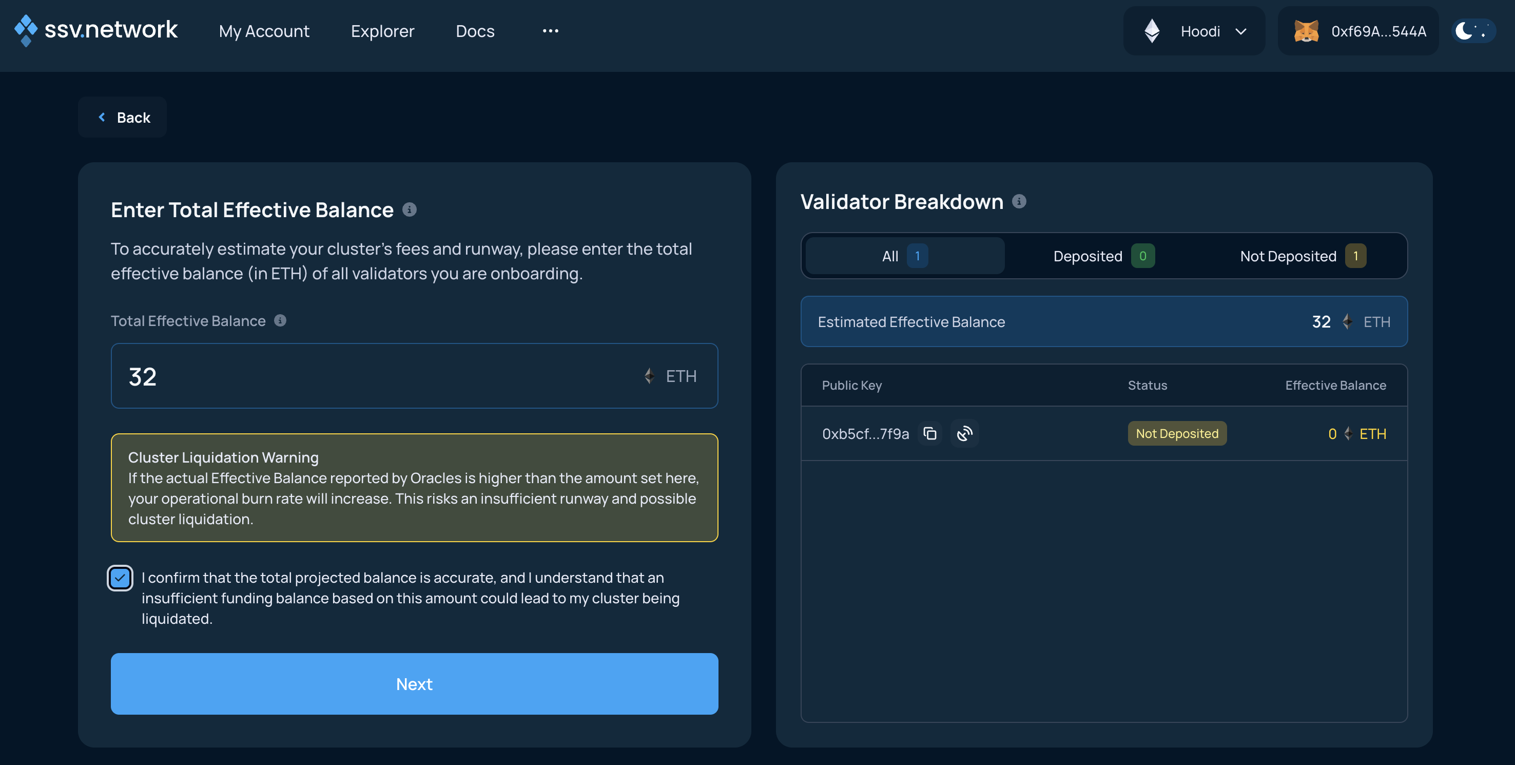 Distribute a validator